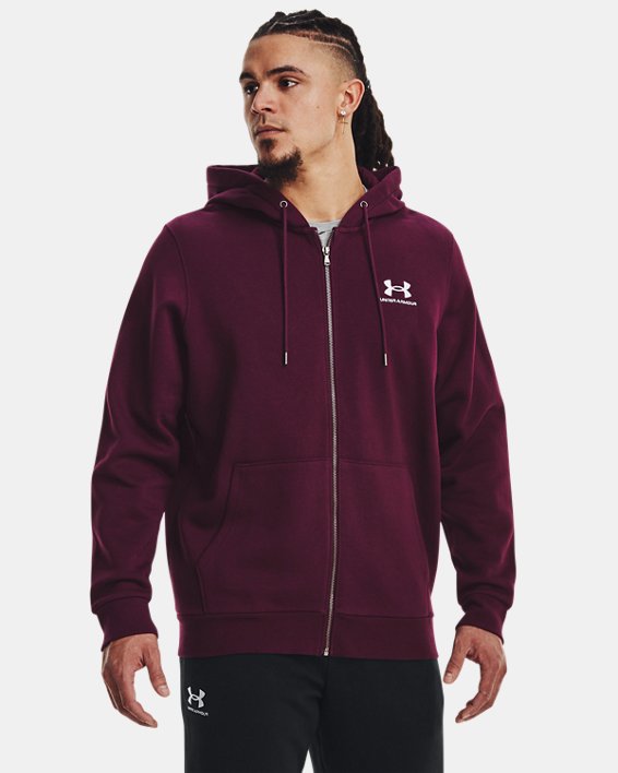 Herren UA Essential Fleece-Hoodie mit durchgehendem Zip, Purple, pdpMainDesktop image number 0